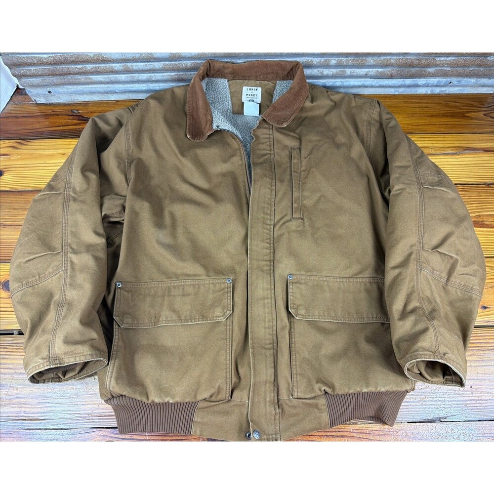 Lakin Mckey Mens Barn Chore Coat Fleece Lined Duck Canvas Jacket Brown 2XLT